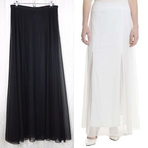 Tadashi Black Sheer Tulle Full Length Skirt